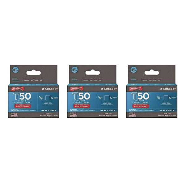 3/8in 1000 ARRT5038SS Rustproof Arrow T50 Staples Stainless Steel 506SS 10mm 3/8in 1000 ARRT5038SS Rustproof Arrow T50 Staples Stainless Steel 506SS 10mm
